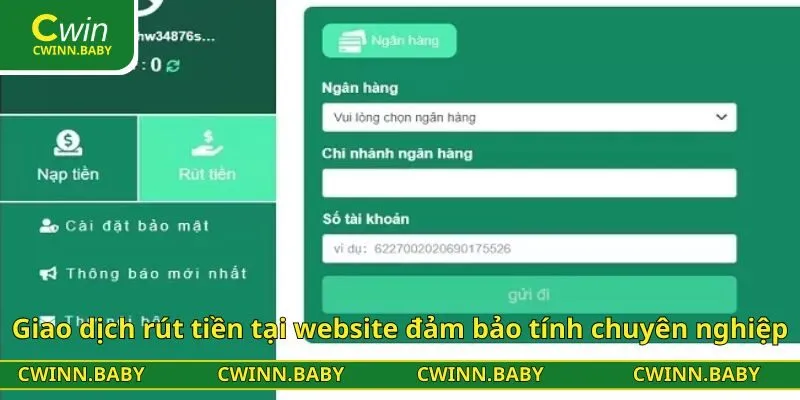 Giao dịch rút tiền tại website đảm bảo tính chuyên nghiệp