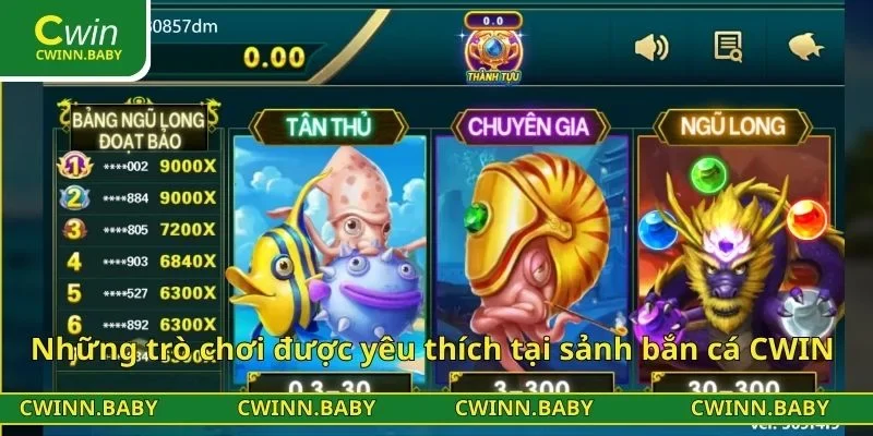 Những trò chơi được yêu thích tại sảnh bắn cá CWIN 